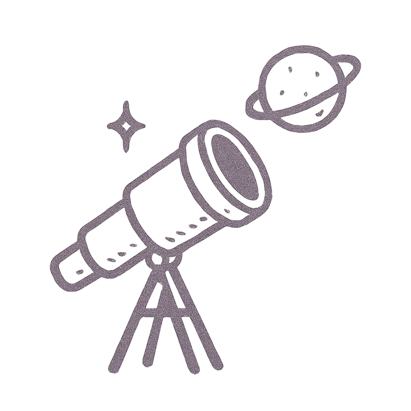 a telescope pointing to a big planet